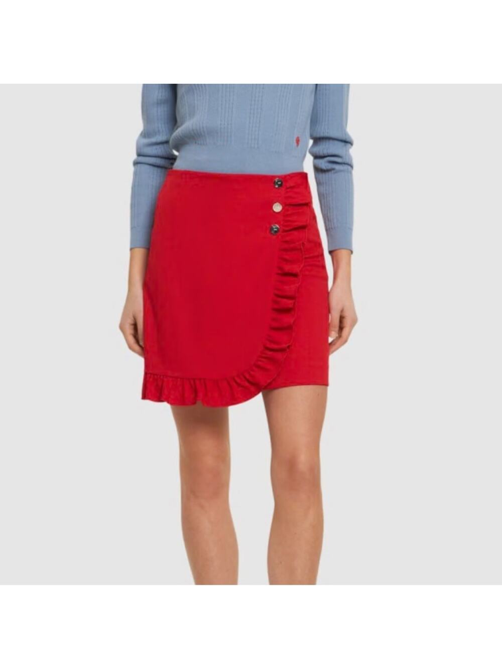 Tory Burch Sport Tech twill ruffled golf skort red ruffle snap sz 2